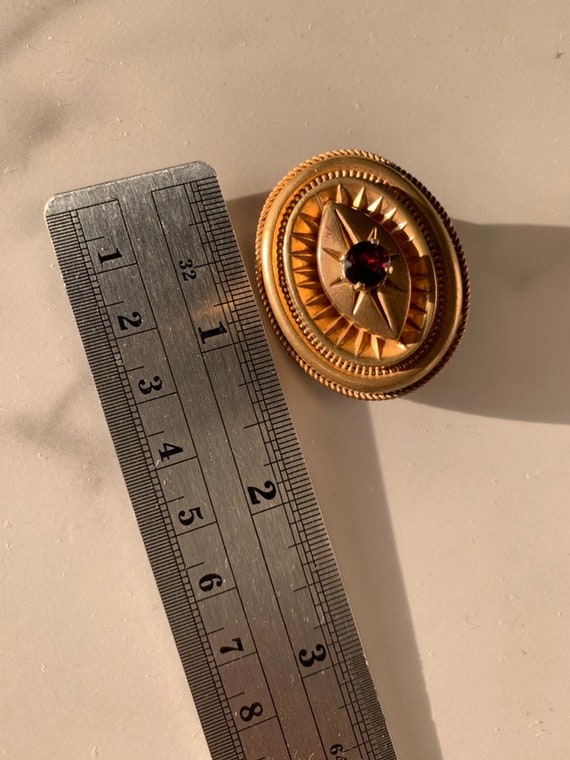 Garnet Gold Fill Victorian Oval Brooch Pin Antiqu… - image 8