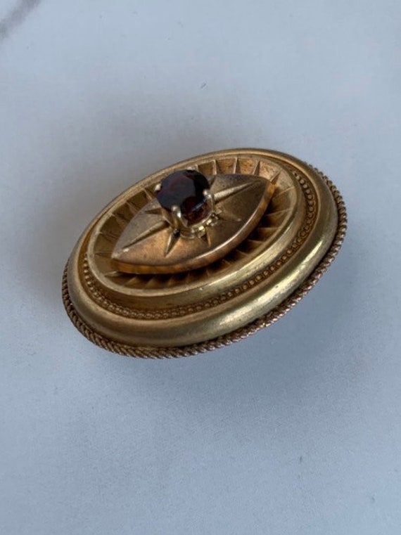 Garnet Gold Fill Victorian Oval Brooch Pin Antiqu… - image 5