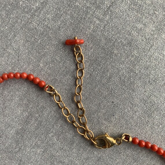 OM Gold Fill Coral Red Choker Yoga Yogi Gift - image 4