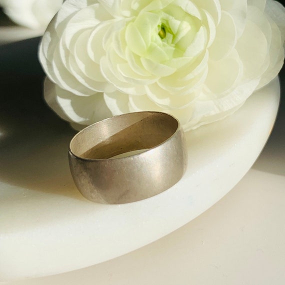 Sterling Silver Wide Band Ring Wedding Engagement - image 1