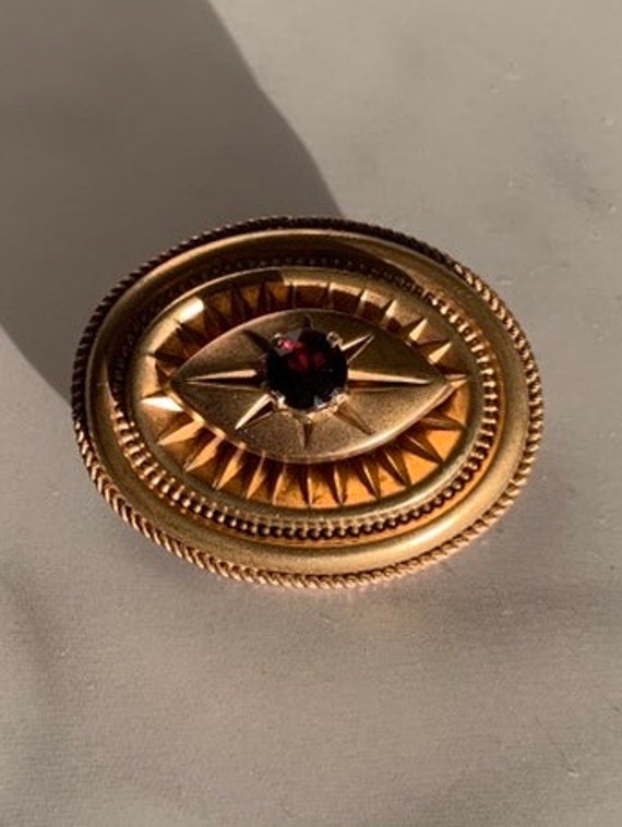 Garnet Gold Fill Victorian Oval Brooch Pin Antiqu… - image 3