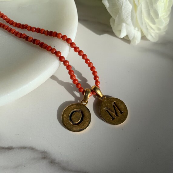 OM Gold Fill Coral Red Choker Yoga Yogi Gift - image 1