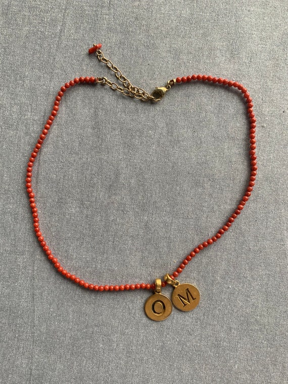 OM Gold Fill Coral Red Choker Yoga Yogi Gift - image 6