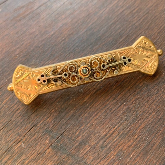 Antique Victorian Gold Fill Pin Brooch - image 2