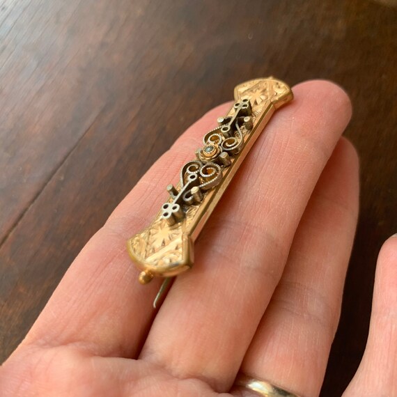 Antique Victorian Gold Fill Pin Brooch - image 4