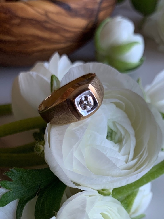 18k Gold Diamond Ring Mid Century 1950s Antique Vi
