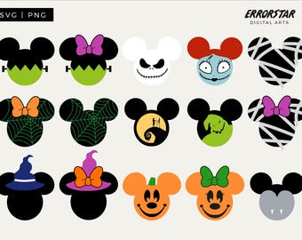 Halloween Mouse Head SVG Bundle | Mickey, Minnie, Nightmare Before Christmas (Digital Download)