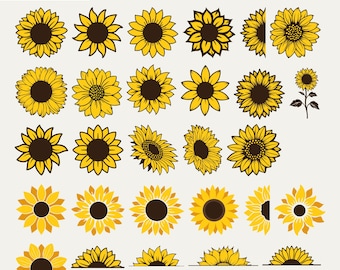 Sunflower SVG Bundle with monograms and half flowers (Digital Download)