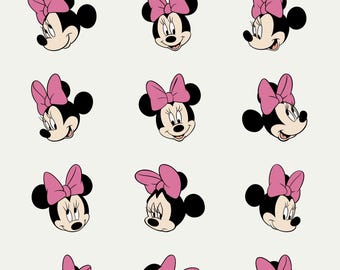 Minnie Mouse Head SVG & PNG Bundle | Happy, Smiling, Shy, Side Profile and Looking Up Face Expressions (Digital Download)
