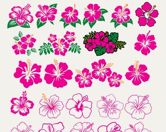 Hibiscus Flower SVG Bundle: Tropical Floral Cut Files for Cricut and Silhouette (Digital Download)