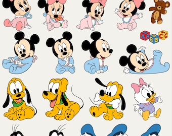Mickey Minnie Baby SVG & PNG Bundle featuring Donald, Daisy, pluto and Goofy