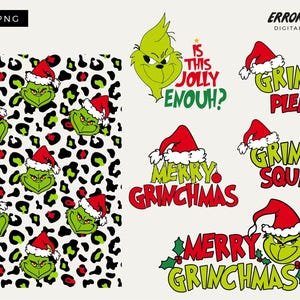 Grinch Leopard Christmas SVG Bundle | Merry Grinchmas Digital Download | Holiday SVG for Cricut & Silhouette