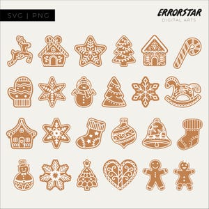 Gingerbread SVG Bundle: Christmas Ornaments, Snowflakes, Trees, and Gingerbread Houses (Digital Download)
