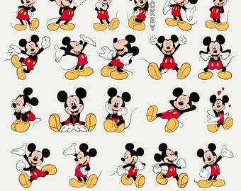 Mickey Mouse SVG PNG Bundle | Classic Mouse Character Clipart and Cut Files  (Digital Download)