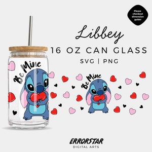Be Mine Día de San Valentín 16 oz. Libbey Glass Can SVG, Día de San Valentín Svg, Vidrio Puede Envolver Svg, Xoxo Svg, Amor Svg, Corazón svg, San Valentín svg