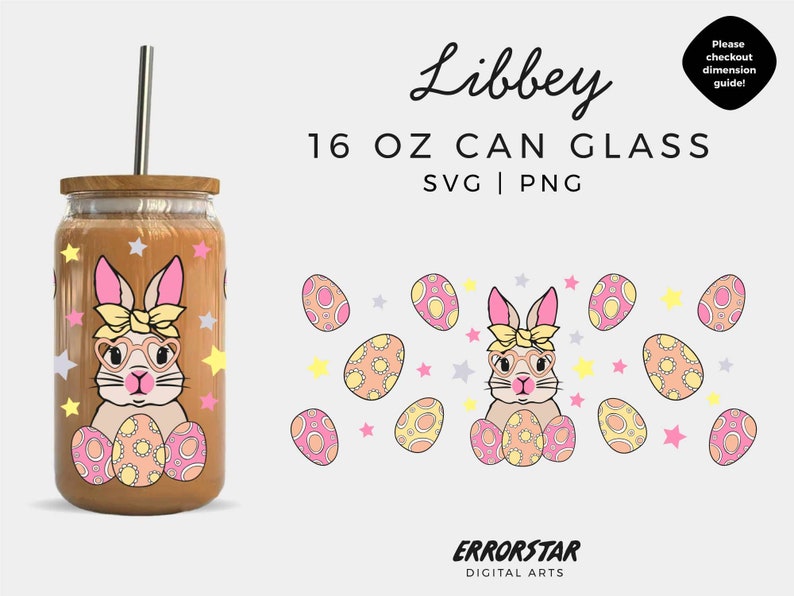 Easter Bunny 16 Oz. Libbey Glass Can SVG, Easter SVG Cut Files, Bunny ...
