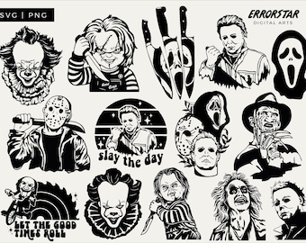 Horror Movie SVG Bundle | Ghostface, Michael Myers, Jason, Freddy, Pennywise and Chucky (Digital Download)
