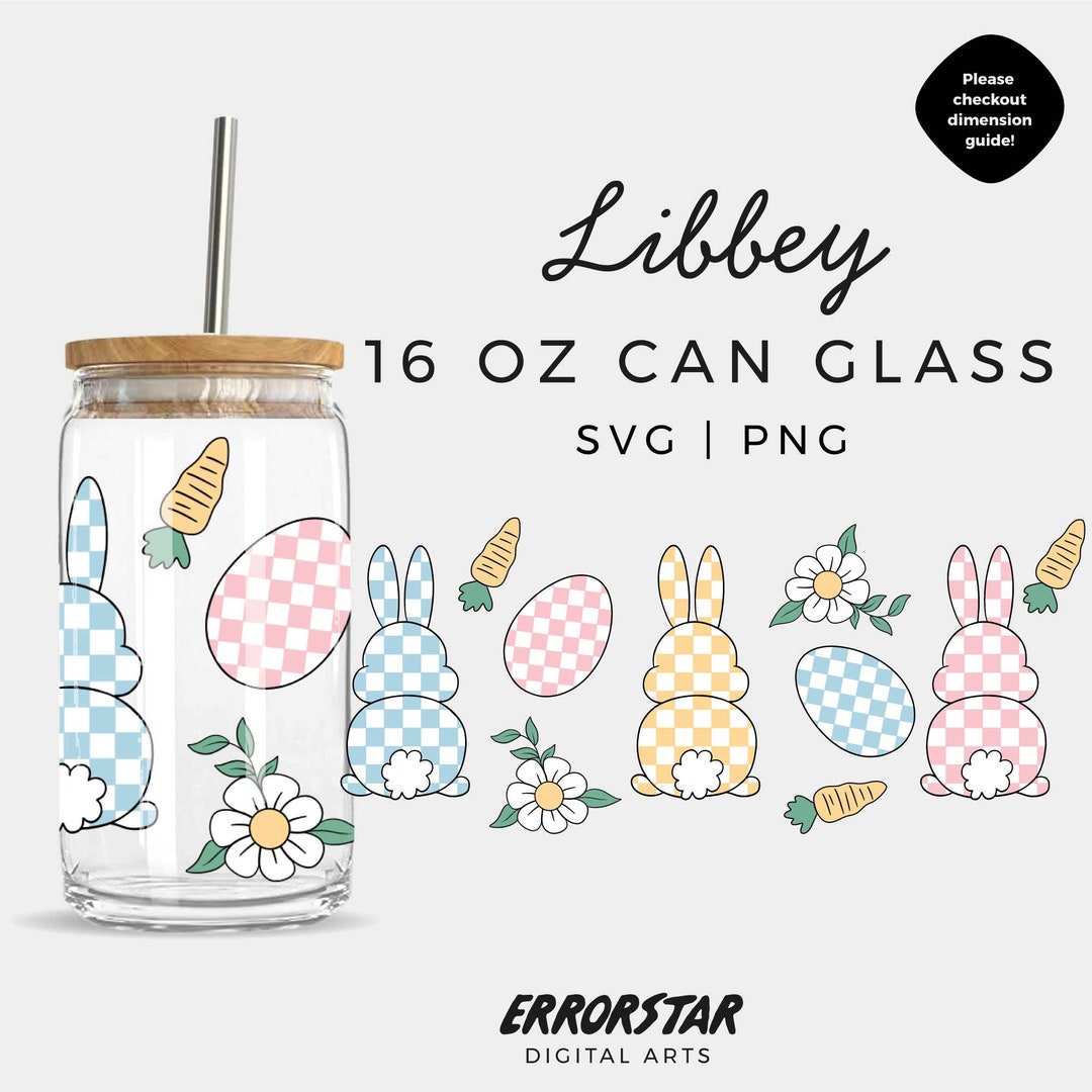 Groovey Easter Bunny 16 Oz. Libbey Glass Can SVG, Easter SVG Cut Files ...