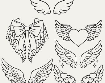 Angel Wings SVG Bundle | Heart, Bow, Feather Wings Cut Files (Digital Download)