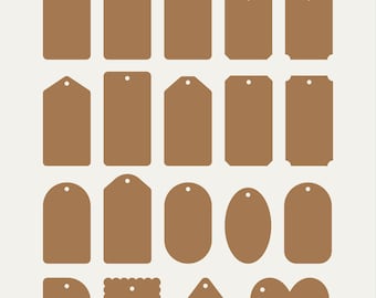 Gift Tag SVG Bundle | Blank Tag Templates, Label Shapes PNG Clipart Files