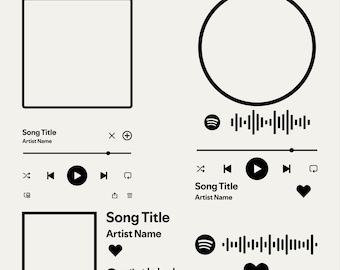 Custom Music Player Template SVG &PNG Bundle: Audio Control Buttons, Song and Album Plaque