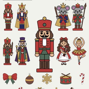 Nutcracker SVG & PNG Bundle | Clara, Mouse King, Toy Soldiers and Christmas Characters