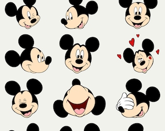 Mickey Mouse Head SVG & PNG Bundle | Smiling, Laughing, Winking, Funny and Angry Face Expressions (Digital Download)