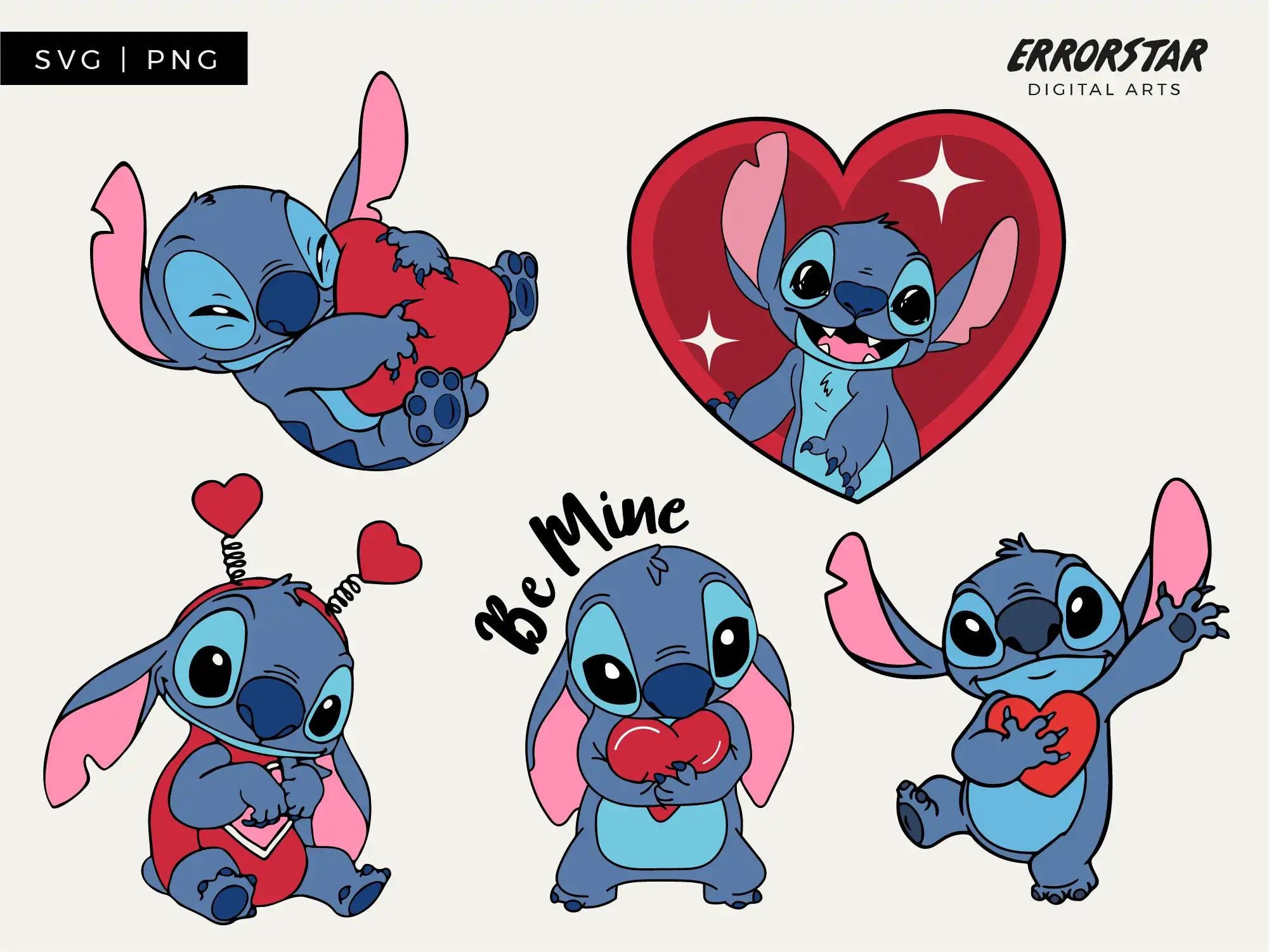 Stitch Valentine's Day SVG: Be Mine Heart Clipart (SVG, PNG) - Etsy