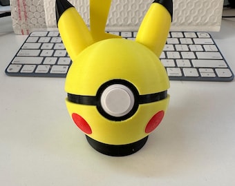 Pikachu-Style Pokeball | 3D Printed Nintendo Switch Game Holder | Functional Pokemon Collectible | Gamer Gift