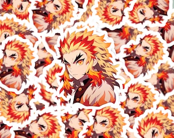 Kyojuro Rengoku Sticker | Anime Demon Slayer Flame Hashira | Die Cut Easypeel | Weatherproof Glossy | Holographic Gem/Glass | Vinyl