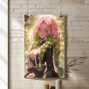 Mitsuri Kanroji Poster | Demon Slayer Love Hashira | Anime/Manga | Satin Wall Decor | High Resolution | 3 Sizes 12&quot;x18&quot;, 20&quot;x30&quot;, 24&quot;x36&quot;