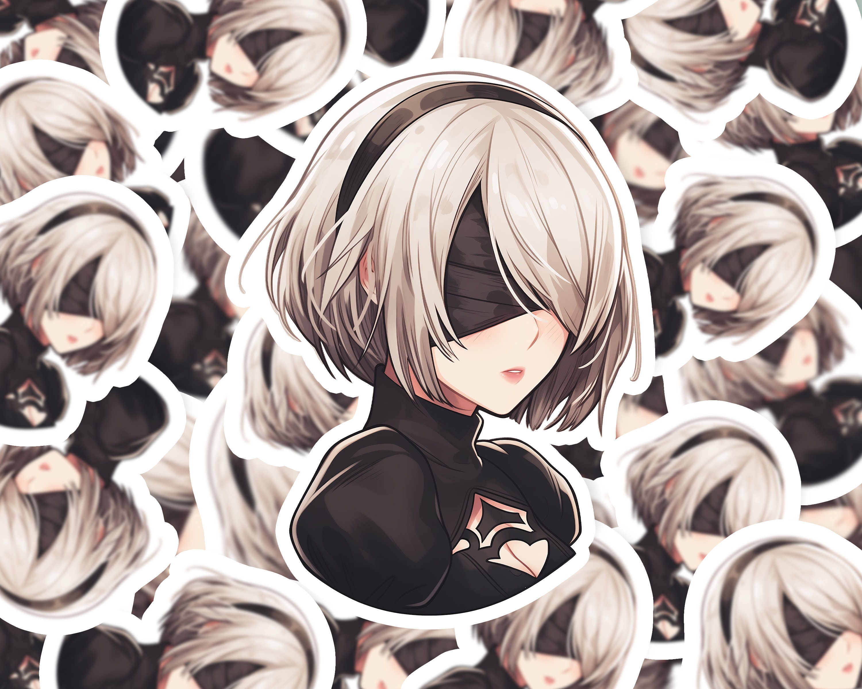 2B Sticker | Nier: Automata | YoRHa No. 2 Type B | Die Cut Easypeel | Weatherproof Glossy | Holographic Gem/Glass | Vinyl