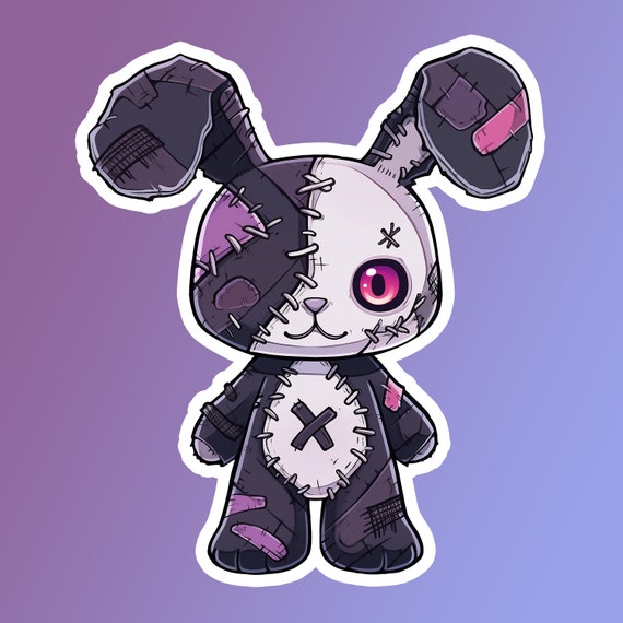 Bunny Voodoo Sticker | Cute Purple Rabbit | Voodoo Stitched Doll