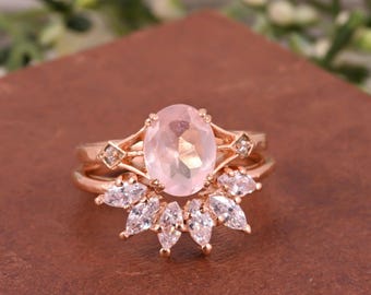 14k Rose Gold Oval Opal Solitaire Ring - October Birthstone, Size 9, Lab-Grown Opal, Handmade In USA