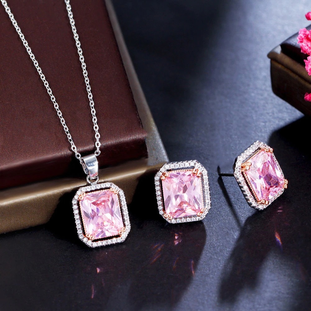 Partially Faceted Pink Sapphire and Rough Diamond 14K Rose Gold Pendant Necklace Gemstone Jewelry byAngeline 2089
