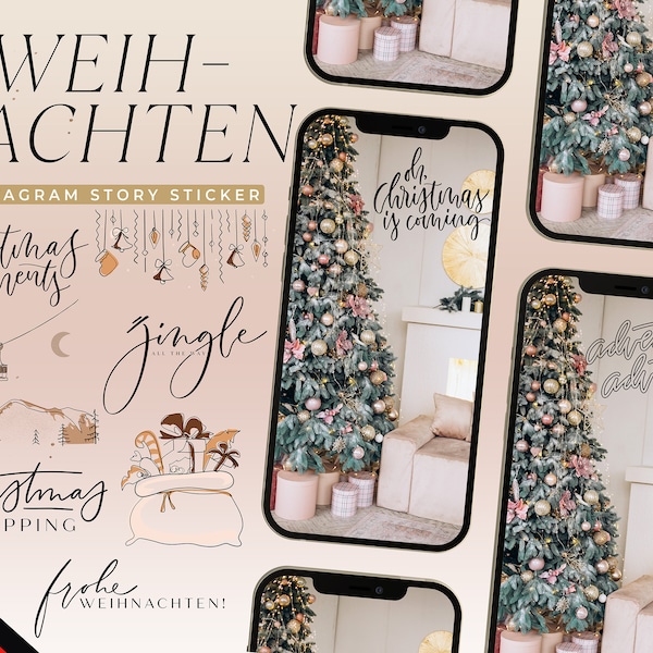 180+ WEIHNACHTEN Minimal Instagram Story Sticker I WINTER Insta Story Stickers