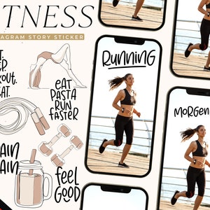 172+ FITNESS Instagram Story Stickers // Sport Minimal