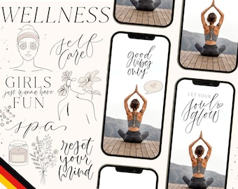 150+ WELLNESS Instagram Story Stickers I Self Care Insta Story Stickers Relaxation