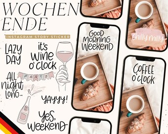 150+ WOCHENENDE Minimal Instagram Story Sticker I WEEKEND Insta Story Stickers