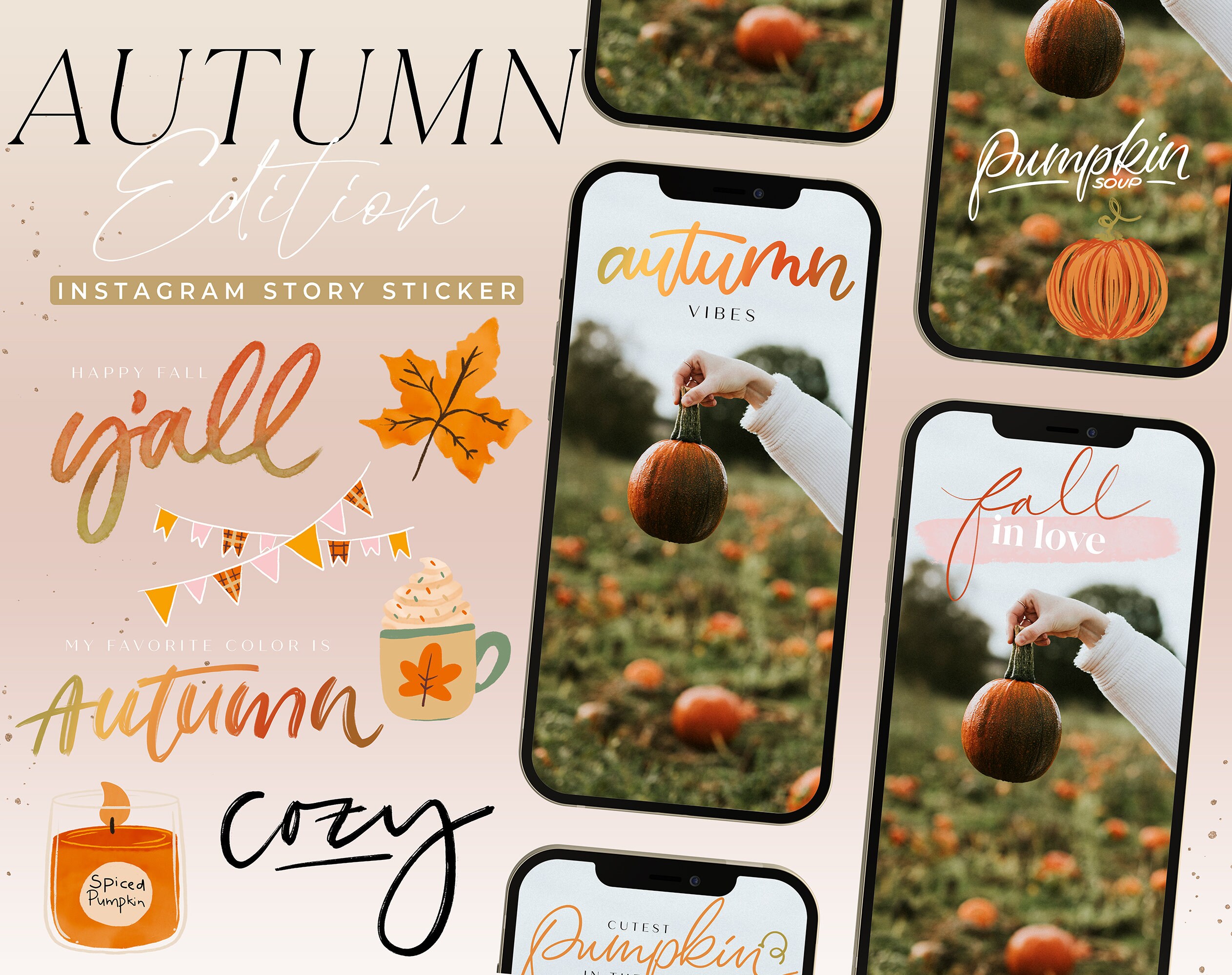 Autumn Halloween Instagram Story Sticker / Journal Sticker 