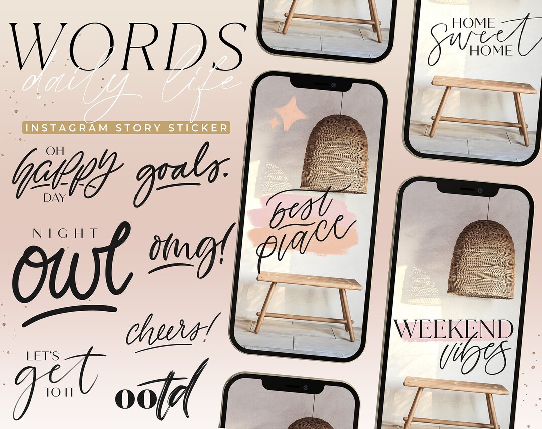 200+ WORDS Daily Basics Instagram Story Stickers - Etsy