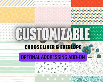 Set of 4 Handmade A6 Envelopes with Custom Liner — Choose Your Color & Pattern + Optional Addressing