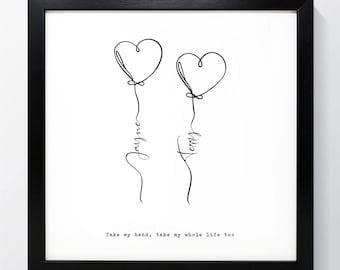 Personalised Balloon Print Romantic Art with Quote