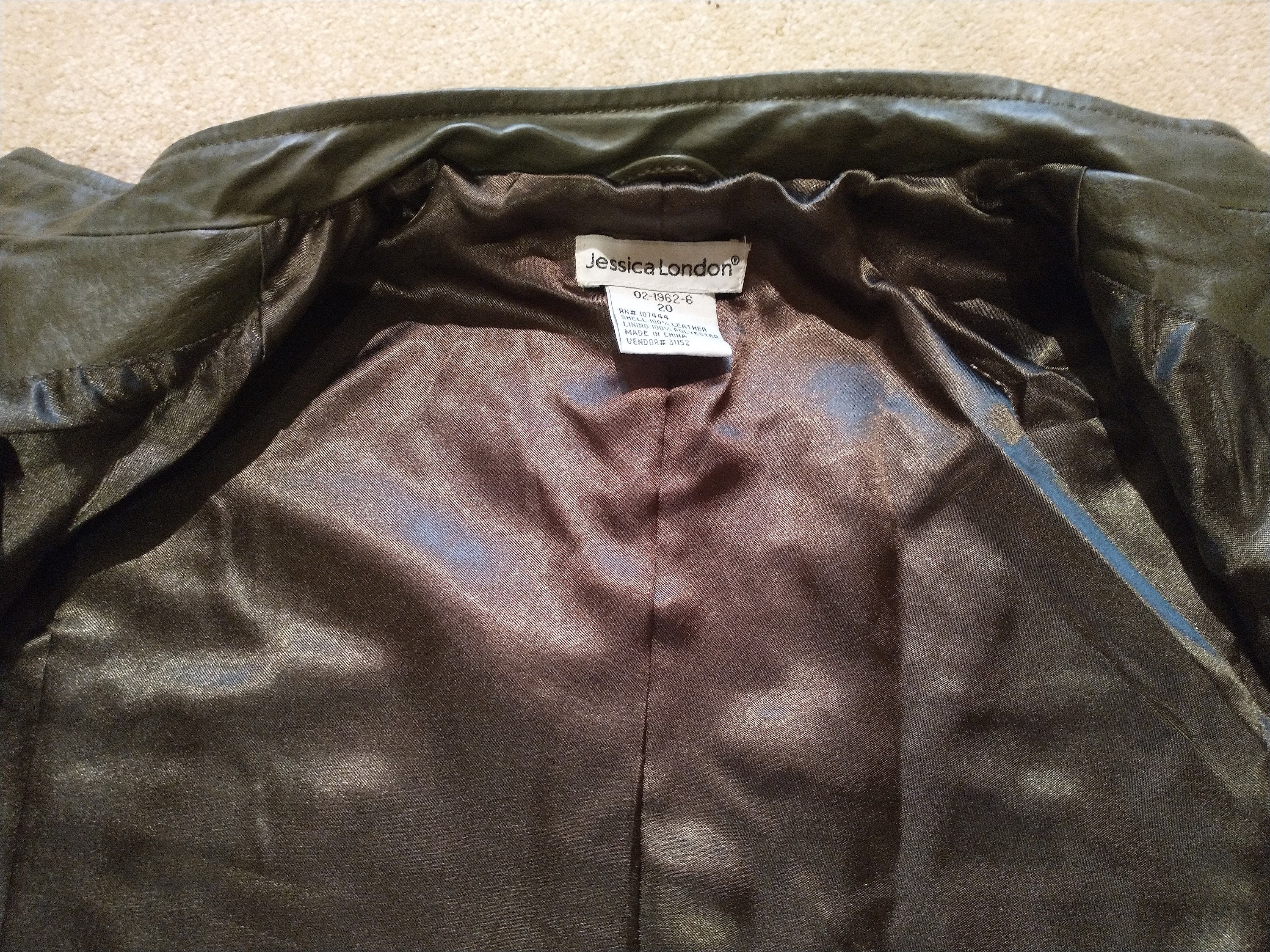 Vintage Jessica London Leather Olive Size 20 Women's Real - Etsy