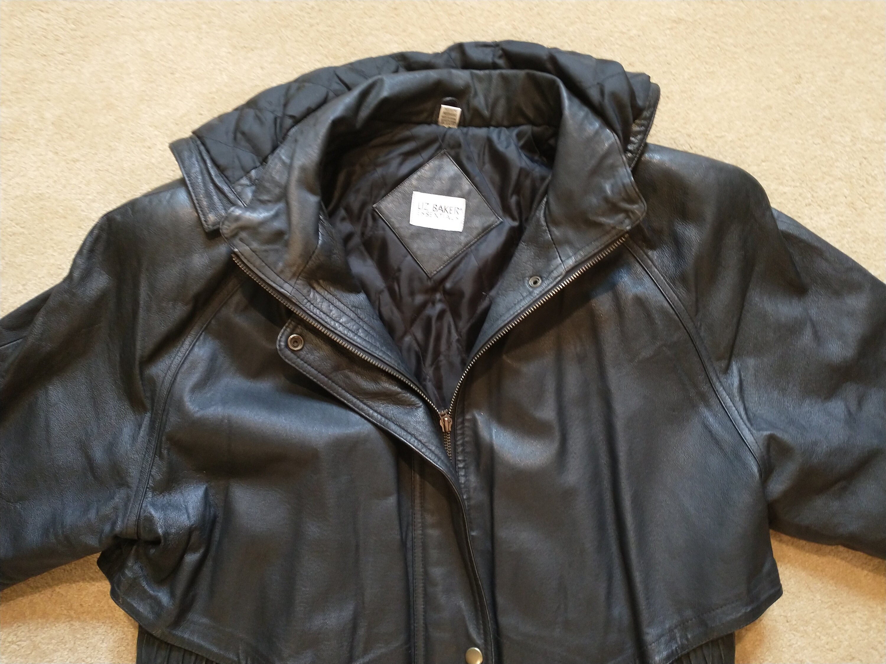 Liz baker essentials leather coat cheap