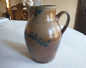 Vintage Rowe Pottery Stoneware Salt Glaze Pitcher With Scratch on the back