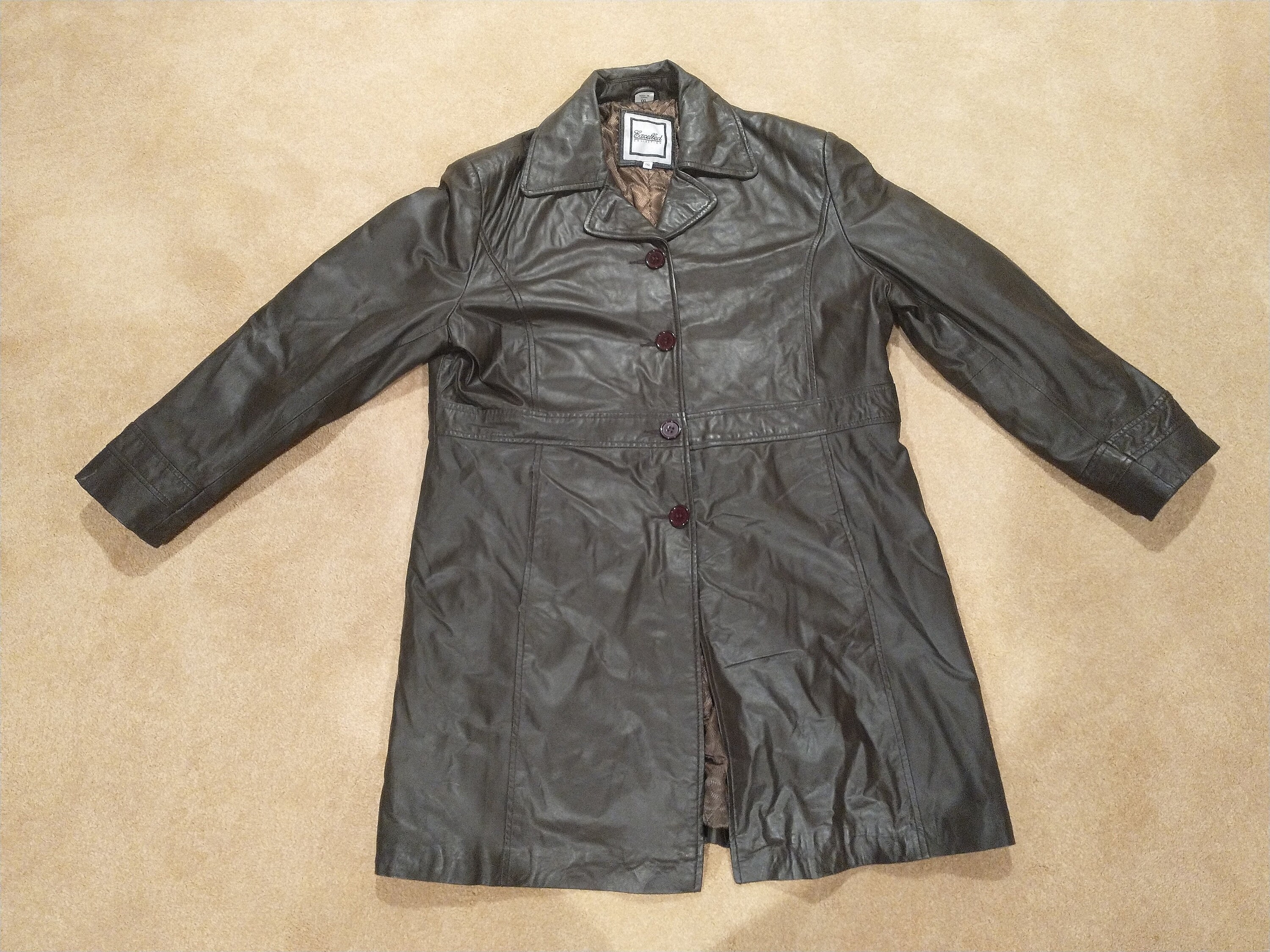 Excelled collection shop leather coat