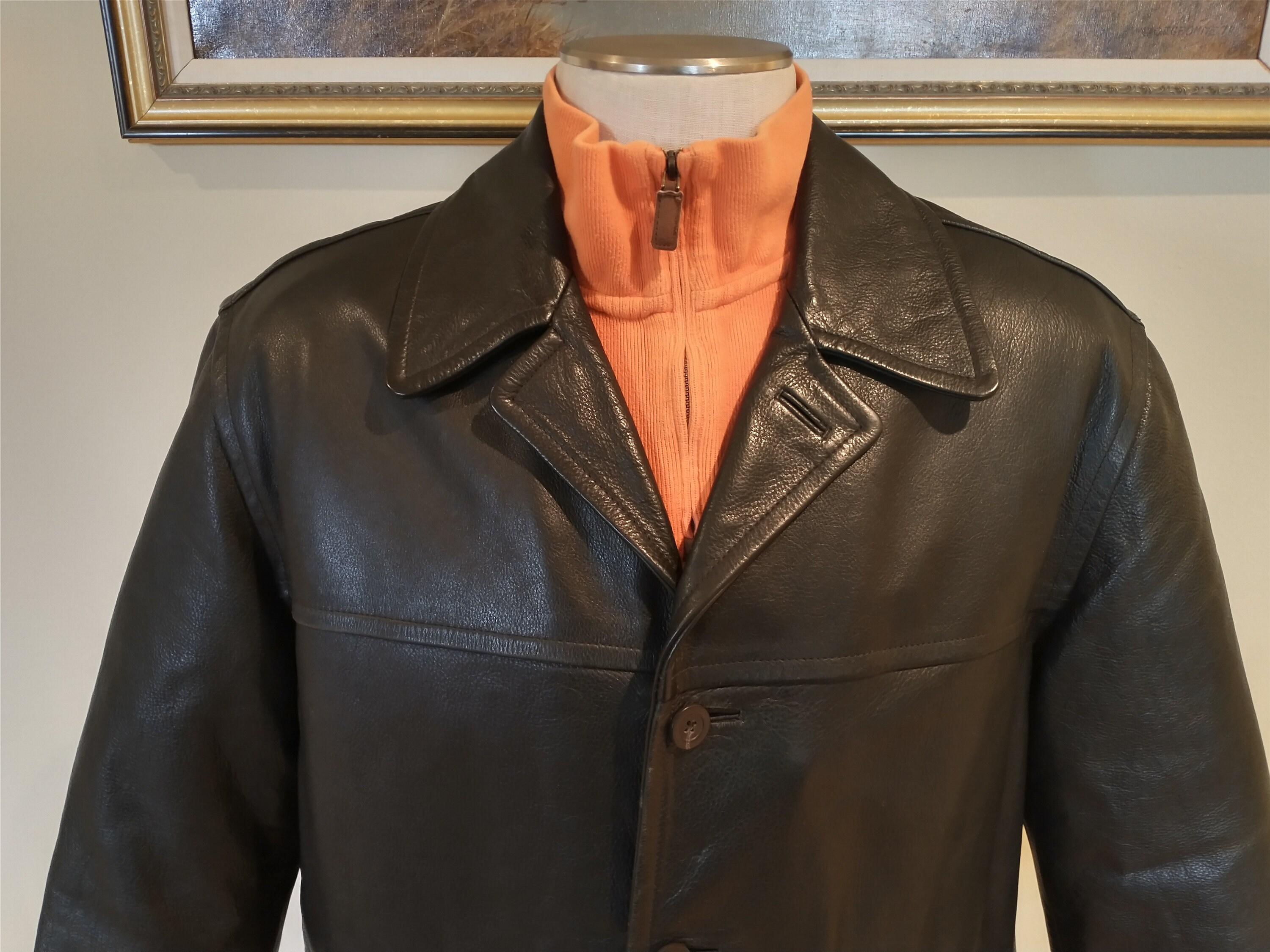 J Crew Men's Black Leather Jacket Size 