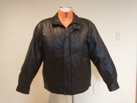 Vintage RBM Black Leather Jacket Size L Men