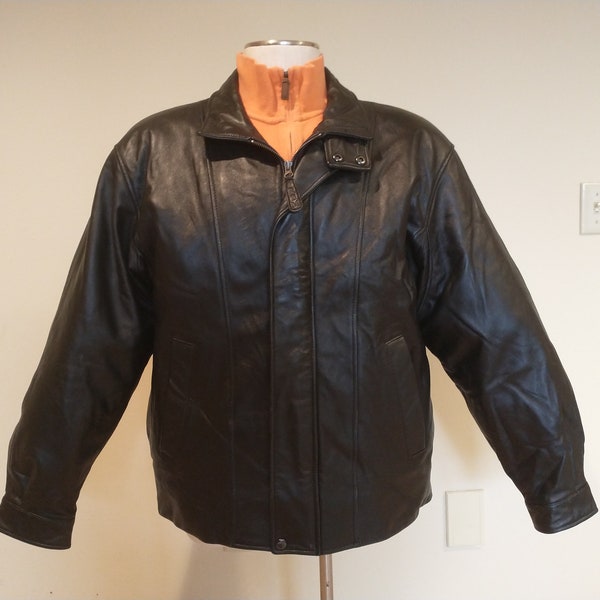 Vintage RBM Black Leather Jacket Size L Men's